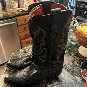 Dan Post - Black - Genuine Ostrich - Size 9D